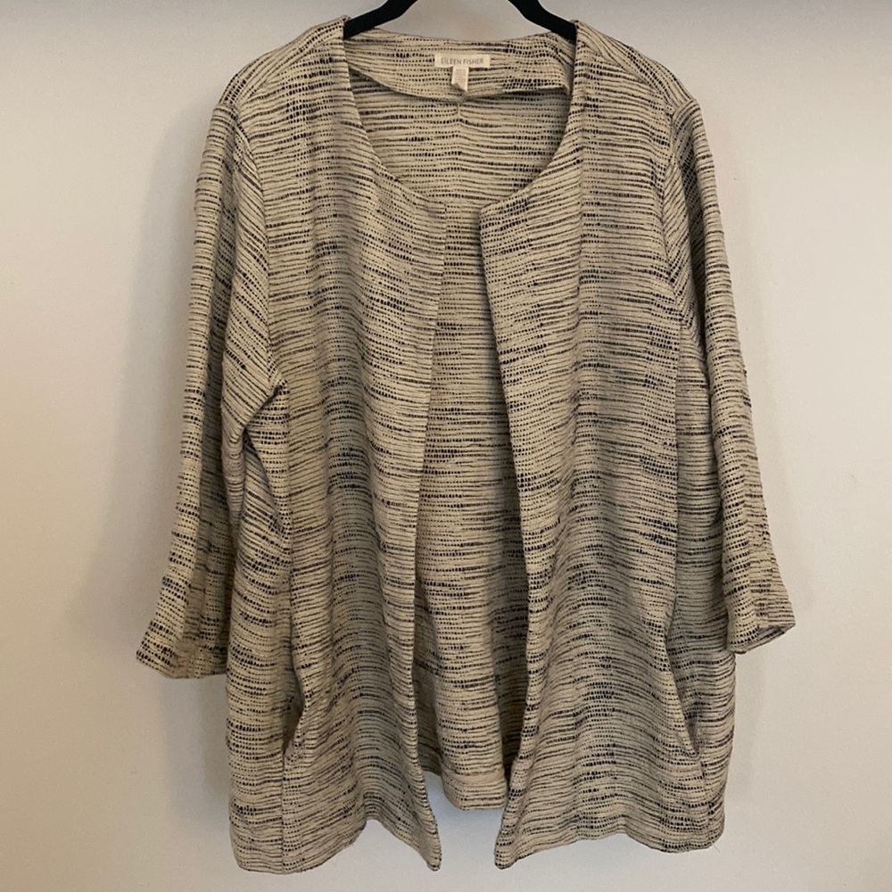 Eileen Fisher 100% Cotton Open Front Blazer size Large